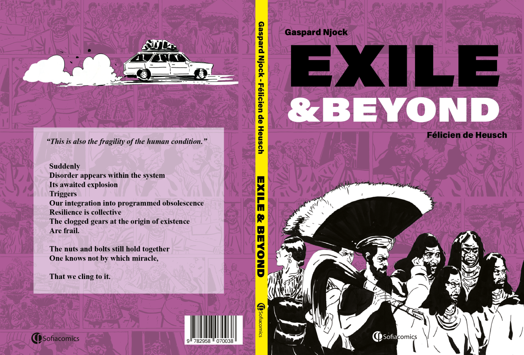 Image of the front and back covers of the graphic novel 'Exile and Beyond', © Sofia Comics 2025